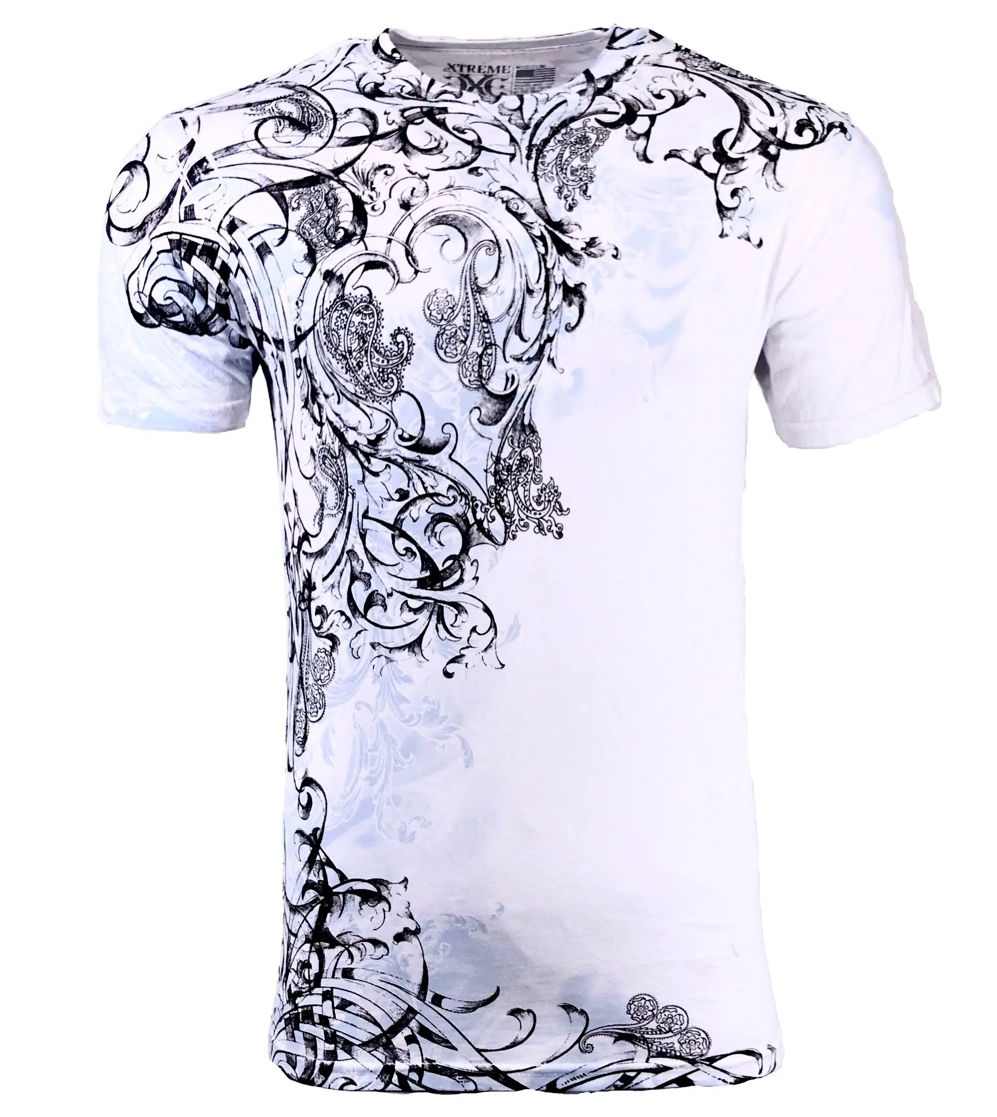 Xtreme Couture Men's Scrap Heap Print Streetwear T-Shirt - 100% Cotton, Casual Short Sleeve Biker MMA Crewneck Top, Shortsleeve