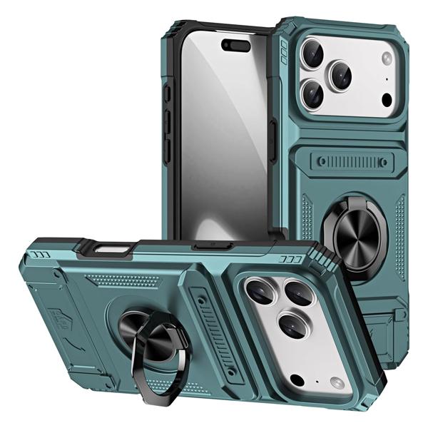 Trendy Heavy Duty Wallet Case for iPhone 11-17 Pro/Pro Max/Plus/Air | Card Holder, 360° Ring Kickstand, Shockproof Protective Bumper Cover iPhone Case Perfect Gift for Her/Him