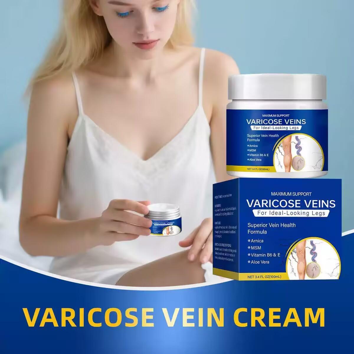 Varicose veins cream improves varicose vein protrusions, reduces pigmentation, promotes blood circulation, relieves leg stiffness and pain, supports daily leg care through application and massage for smooth-looking legs.