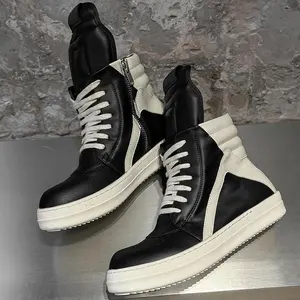 Men's 2-Toned High-Top Sneakers, Chunky Sole Footwear - High-Tops Casual Trainers, Walking Shoes, Shoe for Commute & Daily Wear Black Athletic