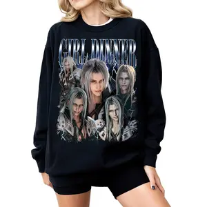 Sephiroth Girl Dinner F Fantasy Anime Manga Crewneck T-shirt Sweatshirt Hoodie Fabric Top Streetwear