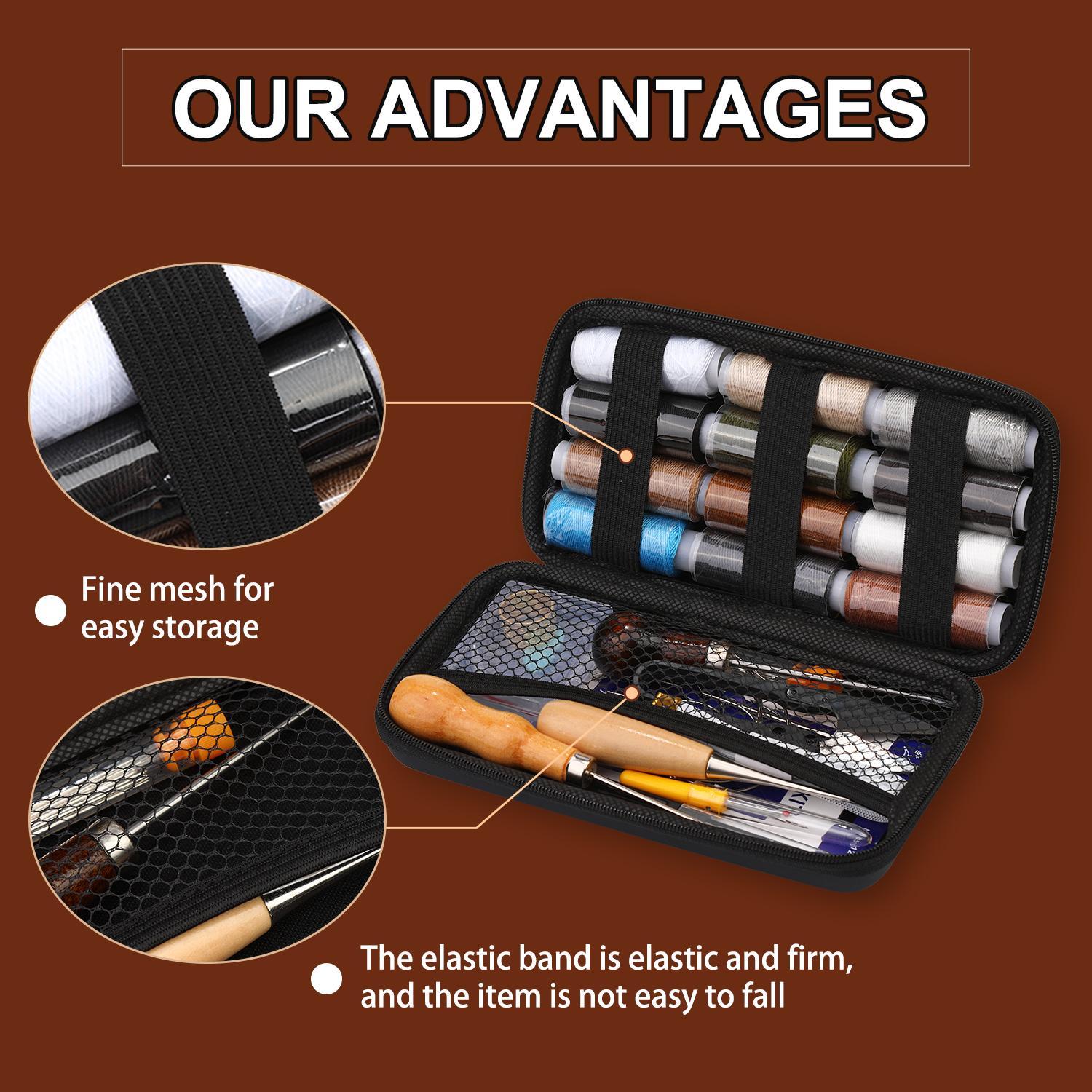 Harxvto 48 Pieces Heavy Duty Sewing Kit With Sewing Awl, Seam Ripper, Leather Hand Sewing Stitching Needles, Sewing Thread For Car, Sofa, Backpack, Shoe, Craft DIY Upholstery Restoration Kit Harxvto 48 Pieces Heavy Duty Sewing Kit With Sewing Awl, Seam Ripper, Leather Hand Sewing Stitching Needles, Sewing Thread For Car, Sofa, Backpack, Shoe, Craft DIY Upholstery Restoration Kit