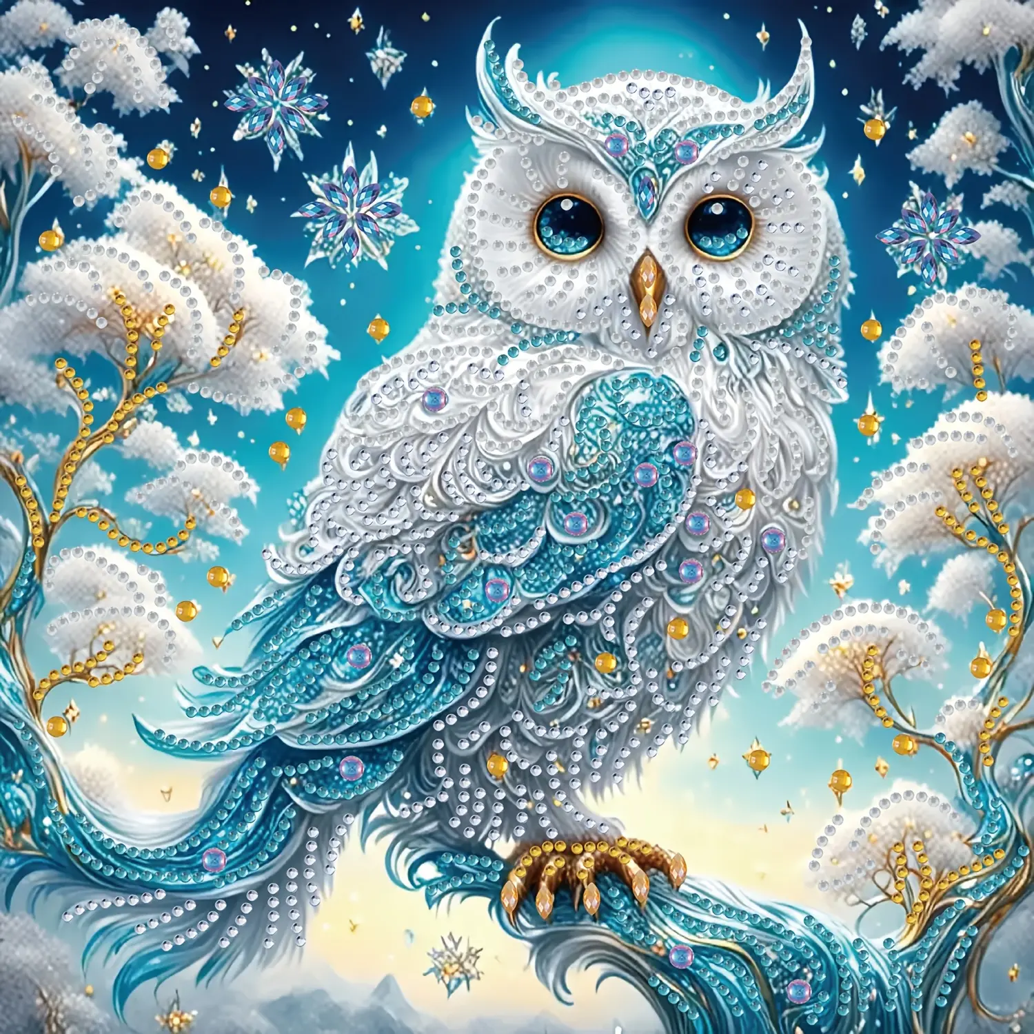 1pcs 30x30cm(12x12in) DIY 5D Owl on a Branch Diamond Painting Kit - Special Shaped Crystal Mosaic, Frameless Handcraft with Diamond Art Tools for Home Decor by summerwins