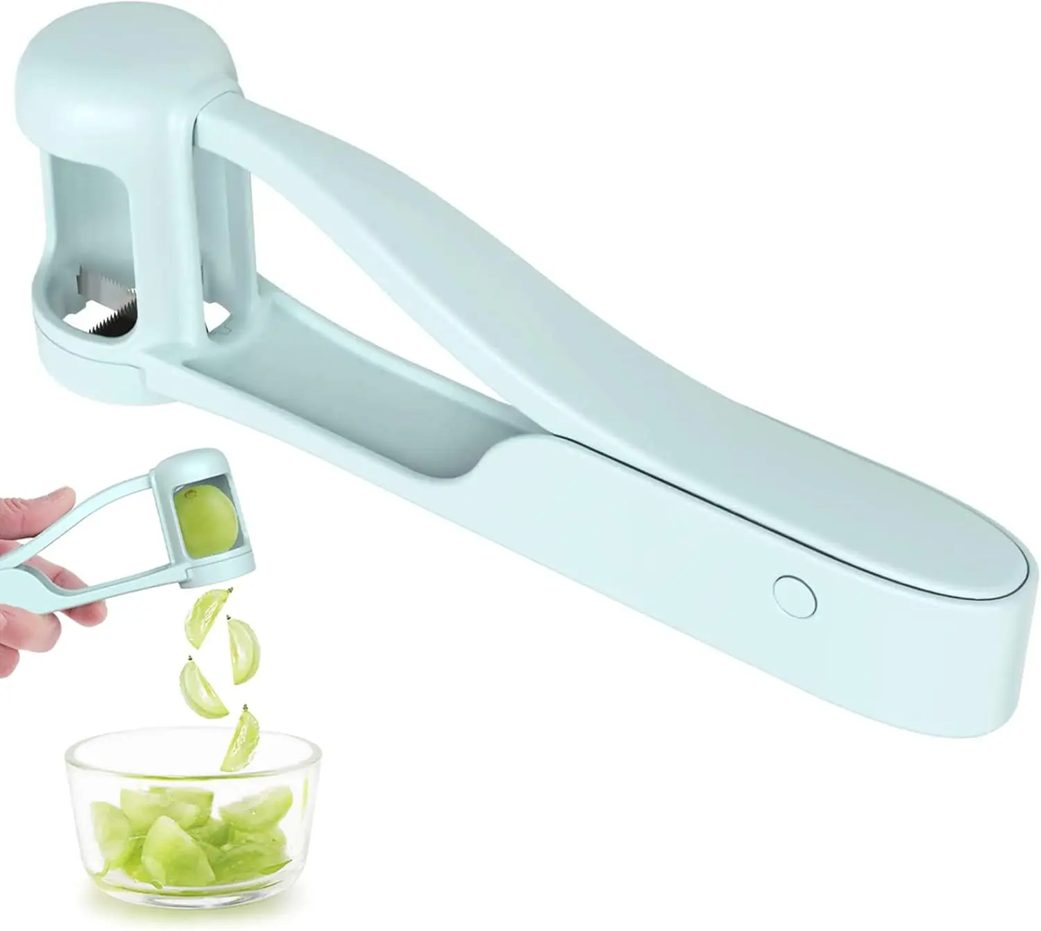 Grape Cutter for Toddlers, Grape Slicer for Baby, Grape Tomato Cherry Strawberry Cutter Tools Into 4 Pieces for Vegetable Fruit Salad, Stainless Steel Quarter Grape Slicer Kitchen Gadget