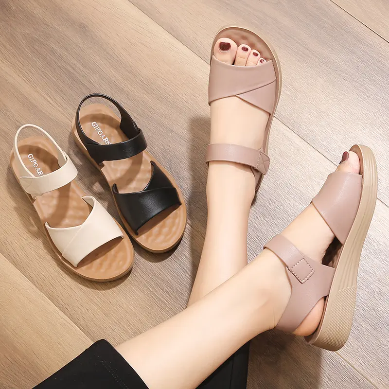 Women's Casual Flat Heel Sandals - 2026 New Anti-Slip Soft Sole Summer Shoes for Middle-Aged and Elderly Moms, Casual Sandals