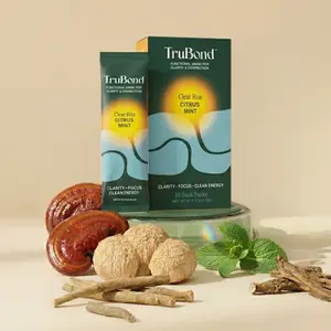 TruBond Clear Rise Adaptogen Functional Drink Mix, Lion's Mane and Rhodiola for Morning Focus and Steady Energy, Bright Citrus Mint Stick Packs
