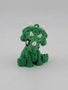 1.6 Inch Knit Appearance Triceratops Keychain 3D Printed Dinosaur Fidget Buddy