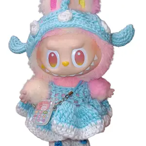 Crochet Labubu Outfit for 17 cm Dolls Adorable Ensemble Phone Accessory