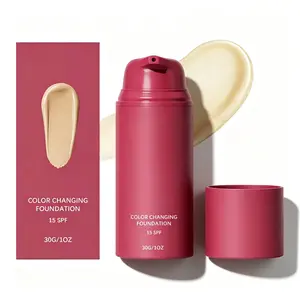 Color Changing Foundation，Skin Tone Adapting Liquid Foundation for Natura Finish, Lightweight Buildable Coverage, SPF 15Makeup for All Skin Types,1 FIOz(A) Concealer Cosmetic，Natural-Tone Color-Correcting Liquid Foundation
