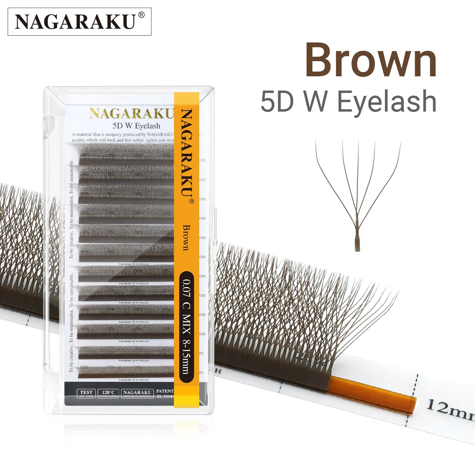 NAGARAKU Brown 5D/4D/3D W Lashes Shape Premade Fans Eyelash Extensions 12 Lines/Tray Natural Soft Light Individual Lashes 2026 New
