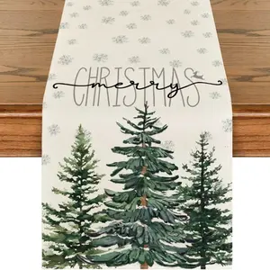 Rectangular Winter Gift Wholesale Custom Christmas Tablecloth, Printed Decorative Cotton Linen Tablecloth, Festive Holiday Decoration