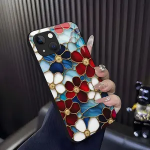 Cottagecore Aesthetic! Handcrafted stained glass floral case for iPhone 13, vintage art style shockproof cover — 975