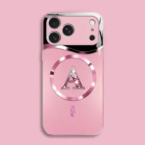 Suitable for [iPhone 17 Pro Max] high-end MagSafe phone case🥰, Luxury Personal Initial Magnetic Case Viral Bling Diamond Letter Cover #SummerVibes 952