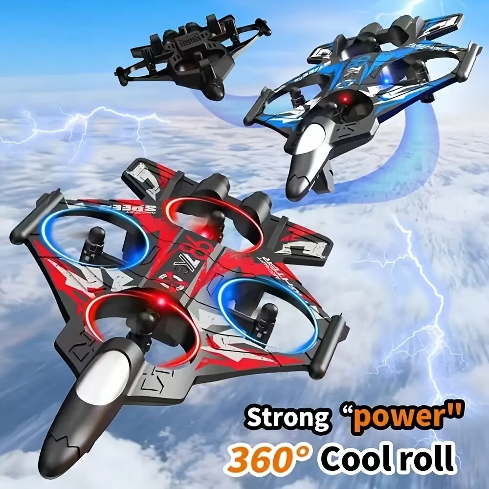Remote-controlled drone, drone with rechargeable battery, quadcopter with height control, foam aircraft toy with altitude hold function, stable hovering, 360° rotation ° Rolling, LED lights, beginner remote control toy, indoor and outdoor gift