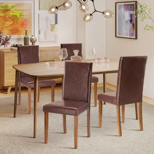 Faux Leather Dining Chairs Set of 4 - Comfortable & Stylish for Home & Office Use