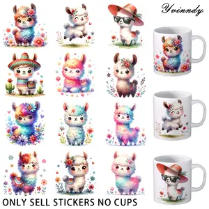 12 Pieces Of Spring Watercolor Sheep UV DTF Sticker - Waterproof UV DTF Transfer Paper For Arts And Crafts, DIY Decorating, Scrapbooks And Seals - Easy To Paste, Durable And Versatile For Cups, Bottles, Laptops, School Supplies And More, Vinyl Stickers