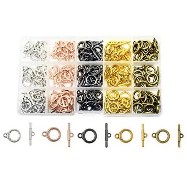 Mandala Crafts Toggle Clasp, T-Bar Closure from Metal for Jewelry Making in Bulk, Rose Gold, Bronze, Gunmetal, Silver, Gold Tone