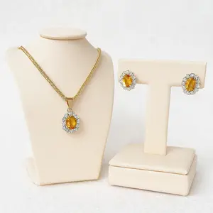 Natural Citrine Set - Authentic Gemstone Jewelry for Lovers of Natural Stones - Includes Pendant and Earrings - No Chain Included