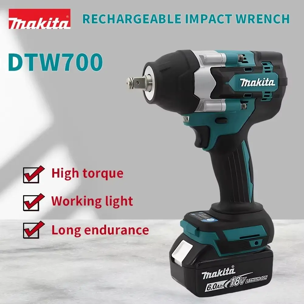 Makita DTW700 1/2" Cordless Impact Wrench - Tool Only or Kit, Stepless Speed Control, 1-Key Forward/Reverse, Rubber Shock-Absorbing Handle for Heavy Duty Tire Changing, Truck Maintenance smart hack