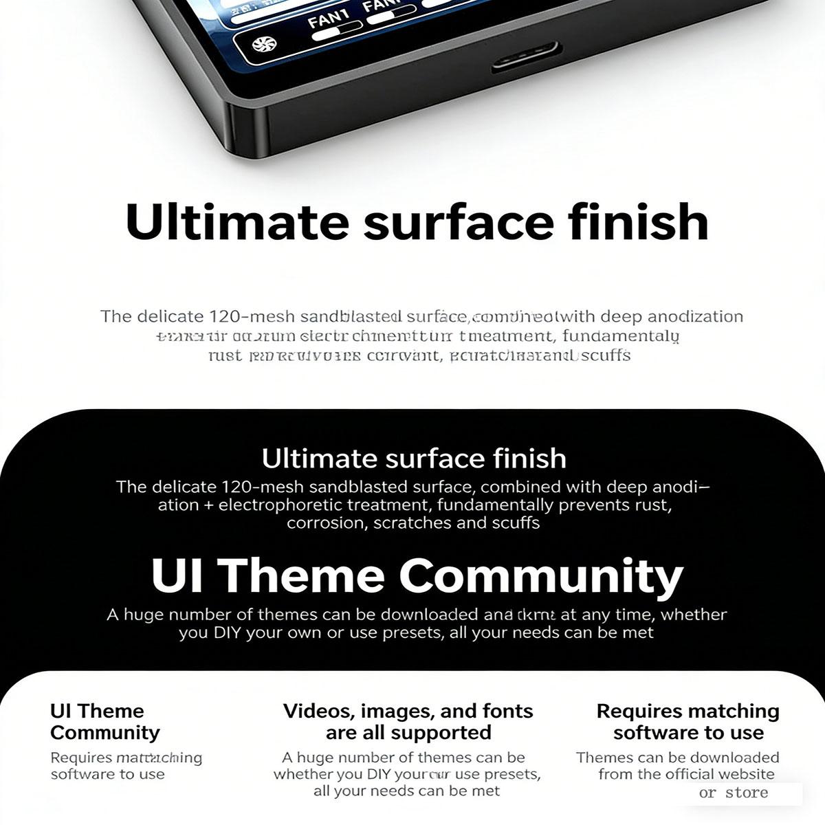 New GCXZ -3.95" secondary monitor, compatible with water-cooled CPUs; IPS panel for computer monitoring; Type‑C connection, no AIDA64 required; free DIY display; tempered glass screen protector; does not consume PC performance; pure white; G95 secondary m
