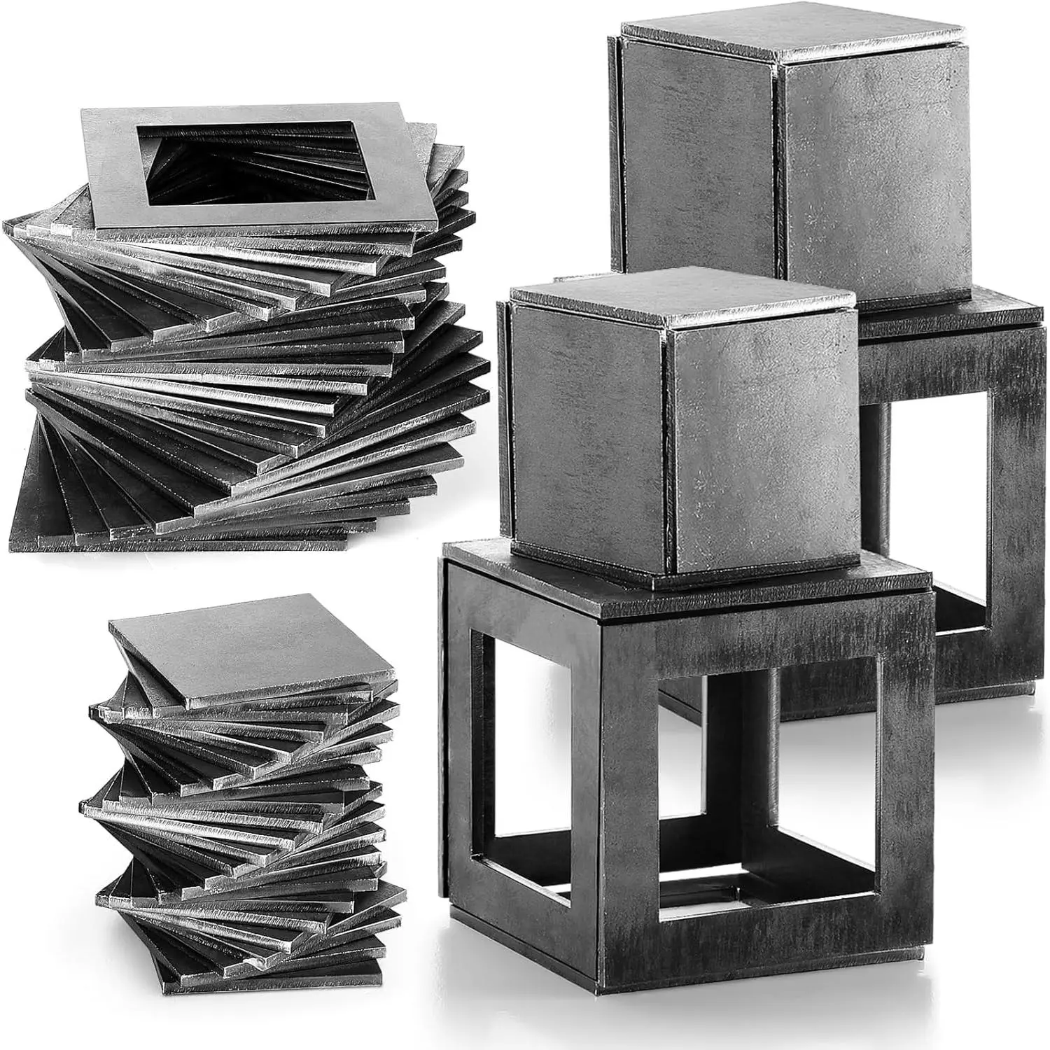48 Pieces Welding Practice Kit Welding Coupons Steel 11 Gauge 3&2 Inch Square Steel Plate for Novice at Practice Kit for Mig, Tig Stick, Arc, Gas and Brazing (Small)