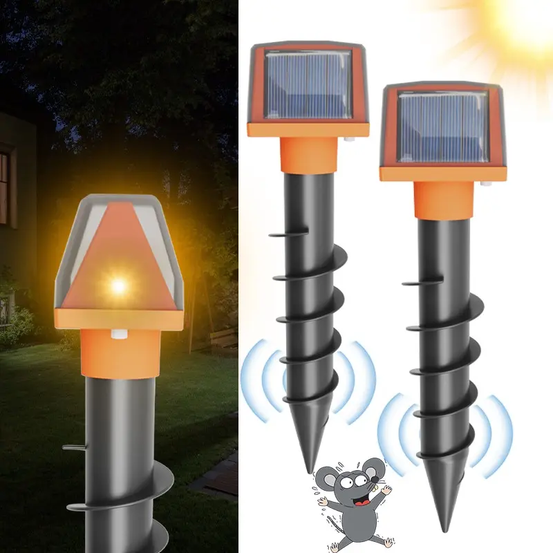 Ultrasonic Mouse Repeller LED Light Sensor 360° Solar Powered Outdoor ...