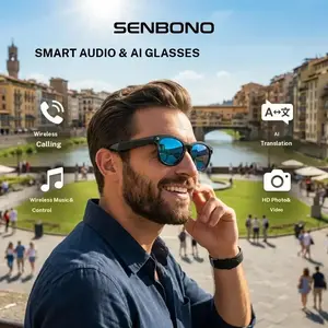 Senbono HD Smart Glasses Camera, Video Recording & Translation, Wireless Calling, Music Playback, Voice Assistant, Portable Sports Eyewear, Smart Audio Glasses