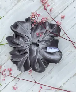 Velvet silver scrunchie