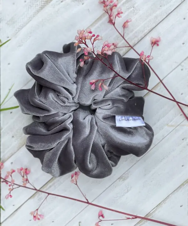 Velvet silver scrunchie