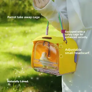 Parrot Out Cage Tiger Skin Breathable Ornamental Takeout Cage Peony Portable Outdoor Transparent Portable Bird Bag breathable design