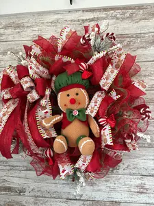Gingerbread wreath front door christmas decor November seasonal wreath decor entryway or mantal kitchen wall hanging gingerbread boy or girl