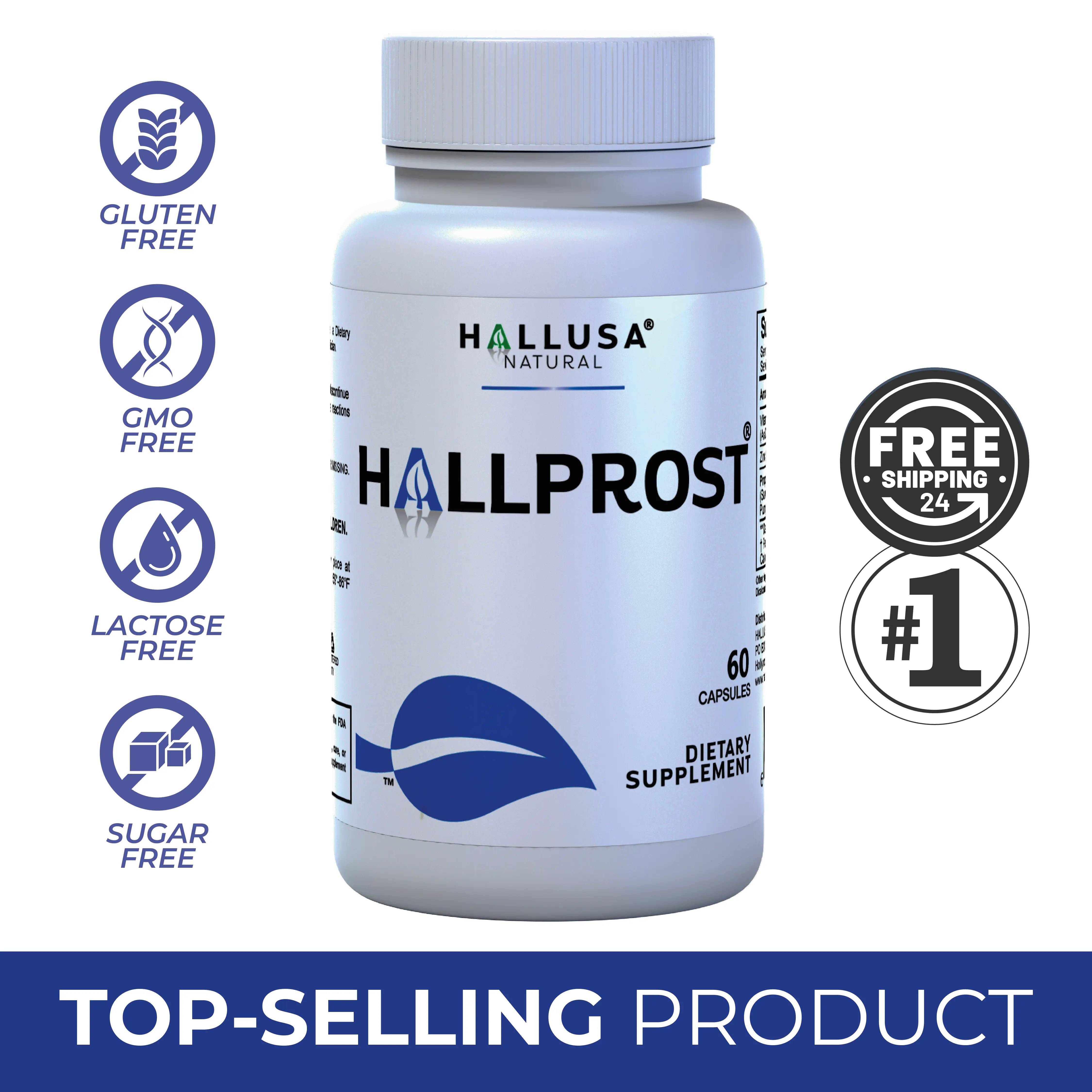 Hallprost - Prostate Dietary Supplements 60 capsules - Saw palmetto, Pygeum Africanum, Pumpkin Seed, Zinc & Vitamin E - BPH Hallusa Natural