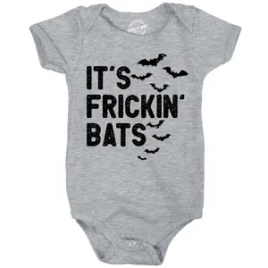 Its Frickin Bats Baby Bodysuit Funny Sarcastic Halloween Graphic Novelty Jumper For Infants Funny Baby Onesies Halloween Clothes for Baby Funny Animal Onesie Novelty Onesie Light Grey