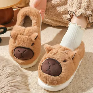 Fuzzy Cute Capybara Slippers Women Men Warm House Slides for Indoor Outdoor Autumn Winter Casual Walking Shoes