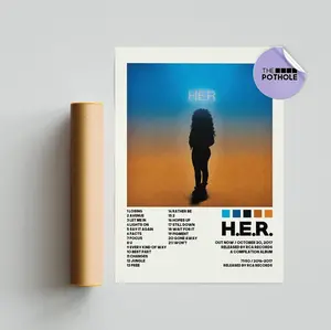 H.E.R Posters | H.E.R Poster | Gabriella Wilson, HER Tracklist Album Cover Poster / Album Cover Poster Print Wall Art Unframed