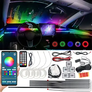RGB Car LED Atmosphere Light Strip - Music Sync, Dynamic Interior Ambient Lighting, App/Remote/Button Control, 5V-12V Universal Fit for Cars, Trucks, SUVs, 18 Modes