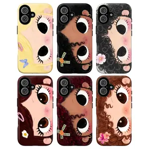Big Eyes Cartoon Girl Phone Case – Dreamy Kawaii Aesthetic Cover for iPhone 17 16 15 14 13 12 11 Pro Max & Samsung Galaxy S25 S24 S23 S22 S21 | Soft Girl Y2K, Artsy Feminine Vibe, Cute Coquette Gift