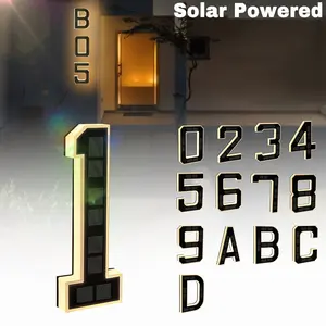 Large 9-Inch Solar-Powered House Numbers with Backlighting, Illuminated Address Signs for Homes, Waterproof IP44 Rated Lighted Lamps, Featuring an Intelligent Light Sensor, Modern Design for Garden And Courtyard Decoration