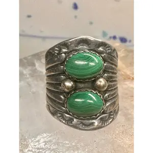 Navajo malachite ring cigar band pinky size 2.75 sterling silver women girls