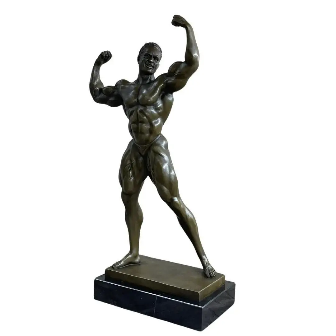 Bodybuilder Muscle Man Fitness Model Mr Universe Athlete Bronze Statue Sculpture Trophy 21" x 10"