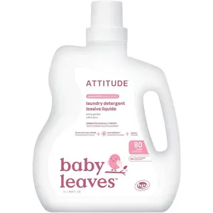 ATTITUDE Laundry Detergent, Fragrance Free, Sensitive Skin, Plant & Mineral-Based, 80 Loads, HE Compatible