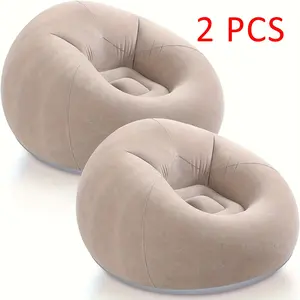2 Pieces Inflatable Ball Sofa Inflatable Sofa Lazy Sofa Chair Flocking Portable Foldable Sofa, Suitable for Leisure Outdoor Camping Hiking