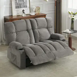 JONPONY Loveseat Recliner, Reclining Sofa with Cup-Holders, 2-Seater Couch for Living Room, Grey