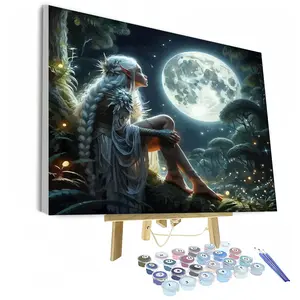Moonlight Fairy DIY Paint by Numbers Kit, Home Decor Art Craft Set, Ideal Gift for Adults Beginners, Includes Acrylic Paints, No Frame