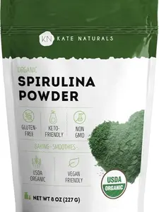 Organic Spirulina Powder for Immune Support and Antioxidants. Nutrient Dense Superfood Supplement (8 oz, USDA Certified, Non-GMO, Gluten- Free)