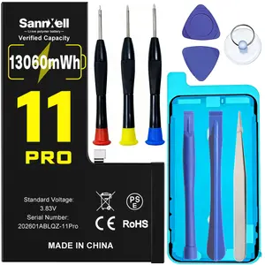 SannXell Upgraded High Capacity Battery for iPhone 11 Pro Replacement, 13060mWh 0 Cycle A2160 A2215 A2217 Model, Ultra Long Lasting Li-ion Battery for iPhone 11 Pro, with Full Repair Tool Kit