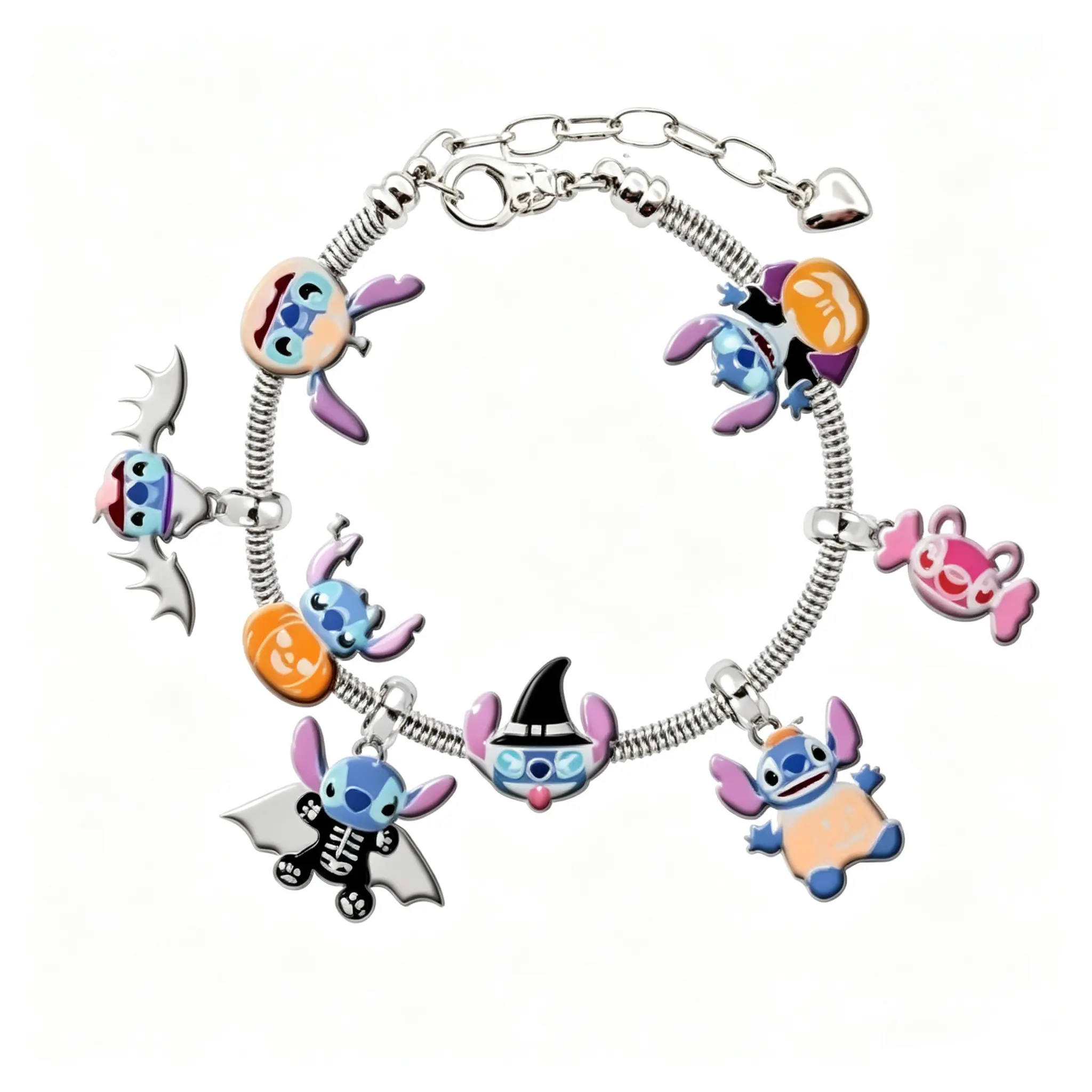 Disney Stitch Halloween Bracelet, Spooky Cartoon Themed Wrist Jewelry, Fashion Cosplay Accessory for Girls Teens Fans Halloween Party Daily Wear