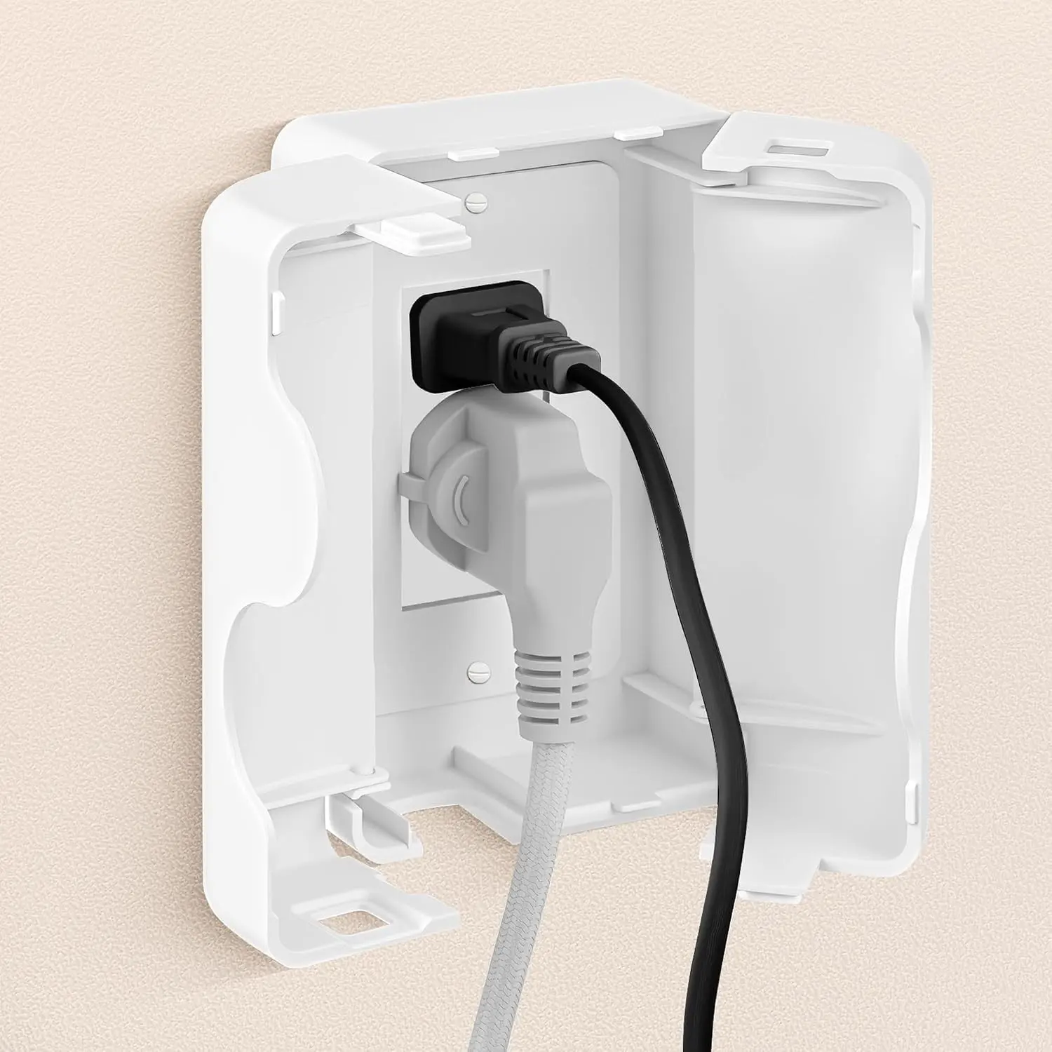 Child Proof Outlet Cover, Double Lock System, Duplex & Decorator Electrical Outlet Plates, Indoor Wall Outlet Covers Box, White, Large Interior Space