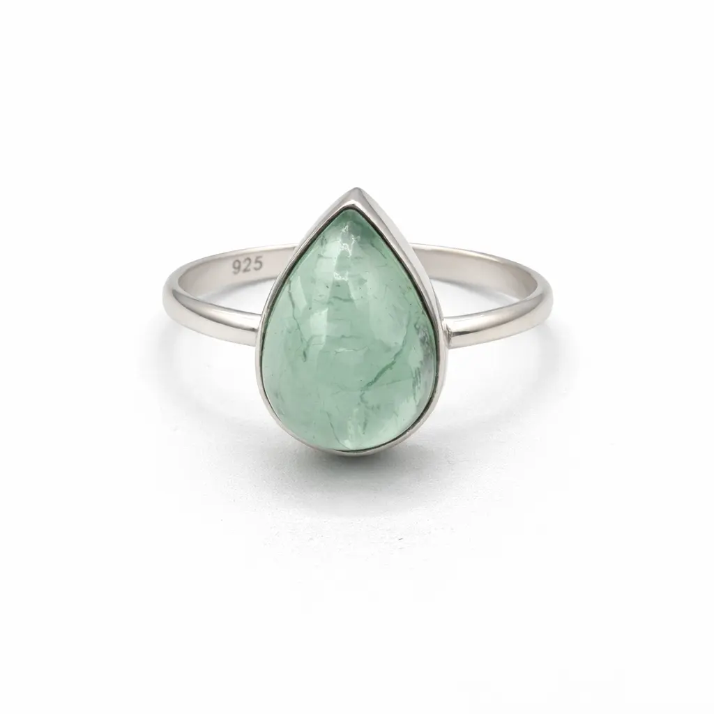 Yaya's One-of-a-Kind Green Fluorite Sterling Silver Ring - Size 9.5 - ID 184