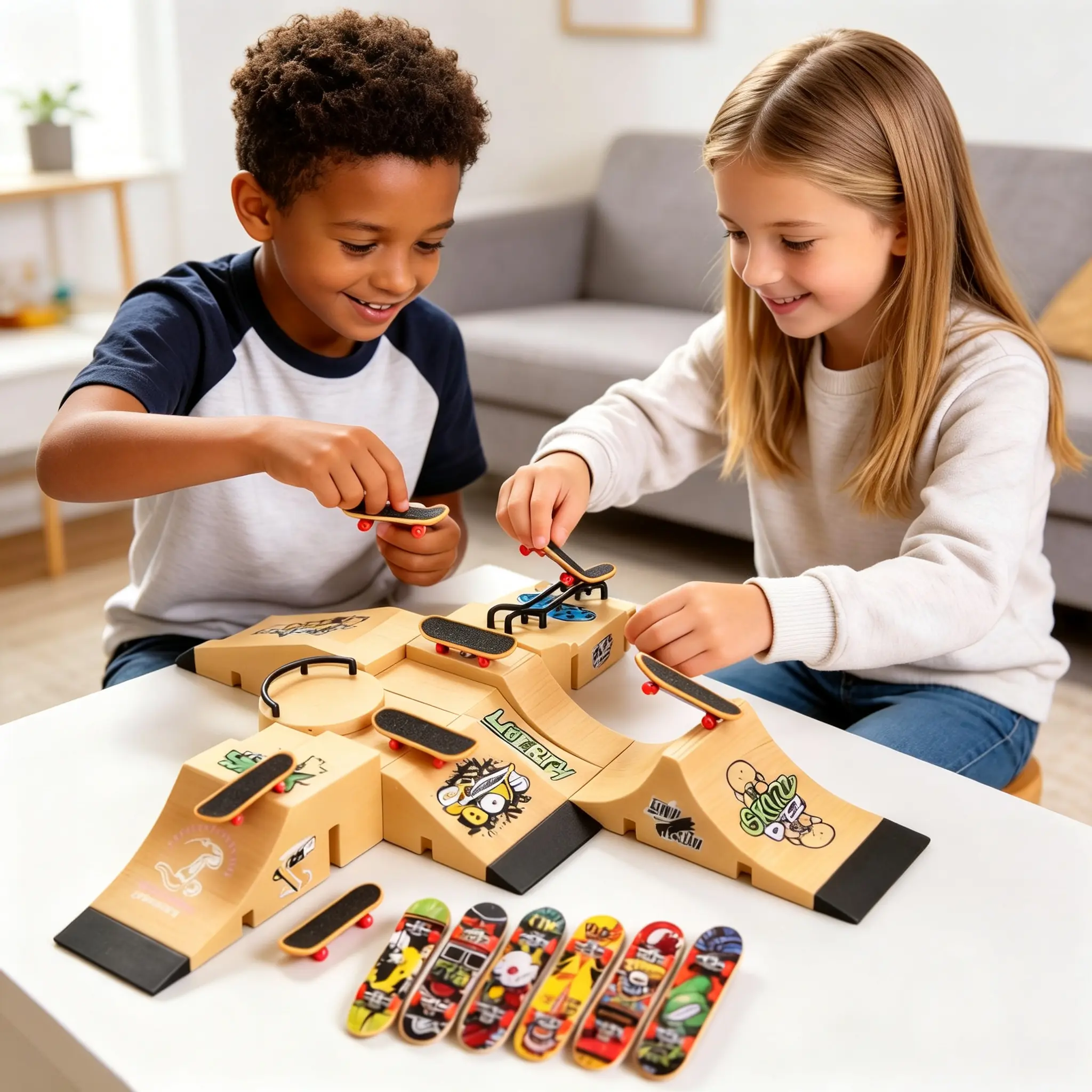 Fingerboard Modular Mini Skate Park Set indoor board game Multiplayer board game family adventure game interactive learning game DIY Customizable Track & Ramp Combo for Kids & Adults,Fun Toy fidget christmas party favor ideal choice Skateboard Trucks